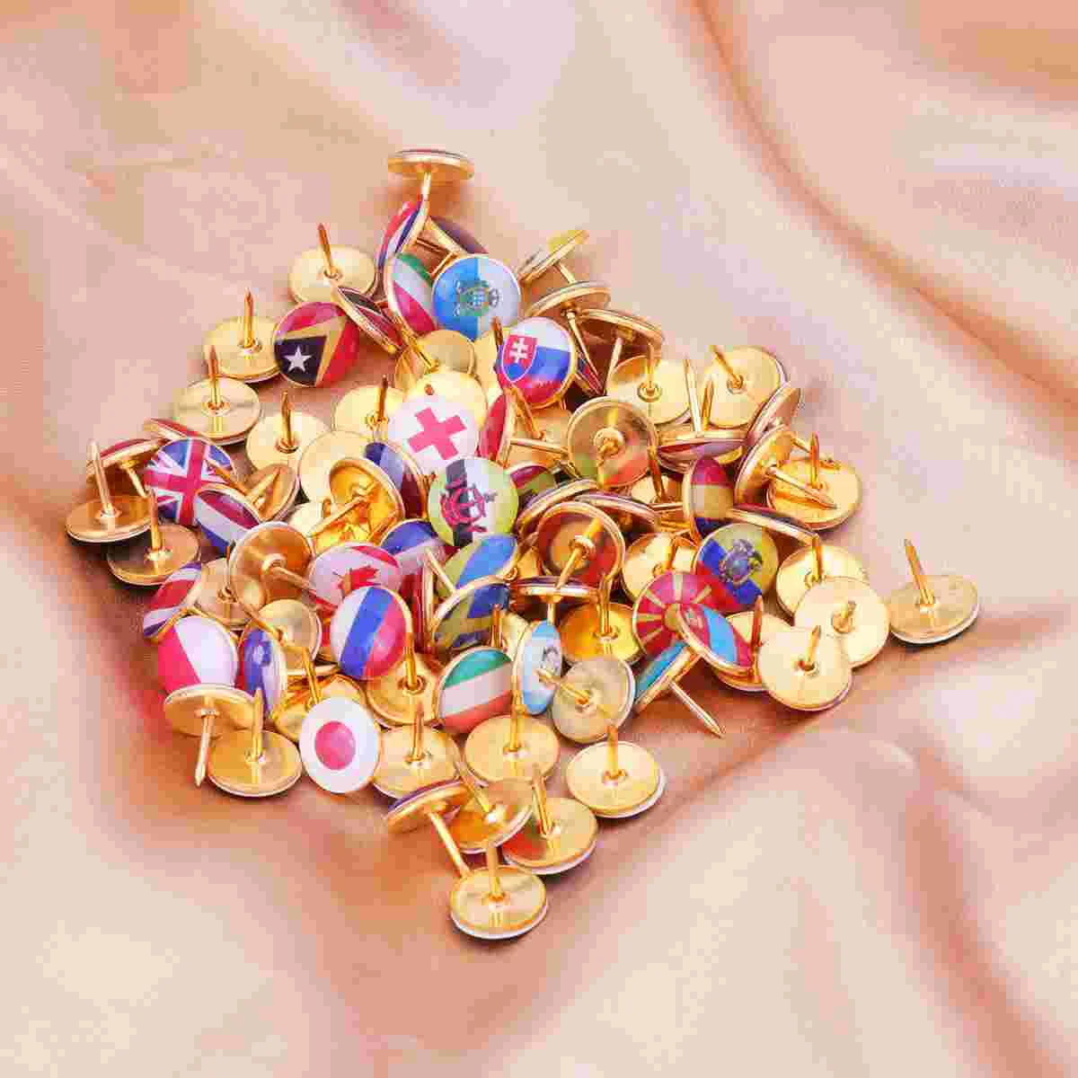 Push Pin National Pattern Drawing Pin Flag Thumbtacks Small Map World Flag Stationery Supplies for Home Office School