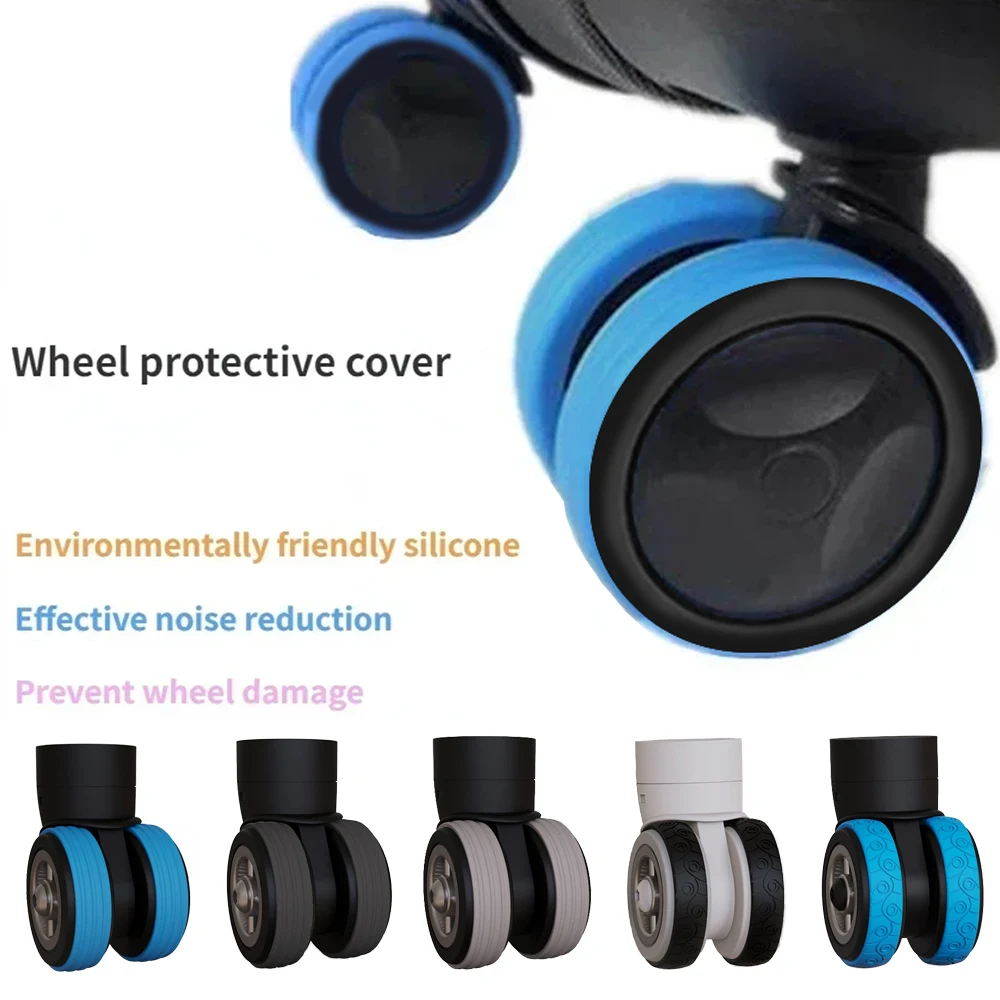 Silicone Luggage Wheel Protectors - Silent Wheel Guard Covers and Travel Accessories (Set of 4)