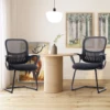 JHK Ergonomic Office Chair No Wheels with Comfy Armrest and Mesh Lumbar Support Back Basket Design for Guest Reception 3