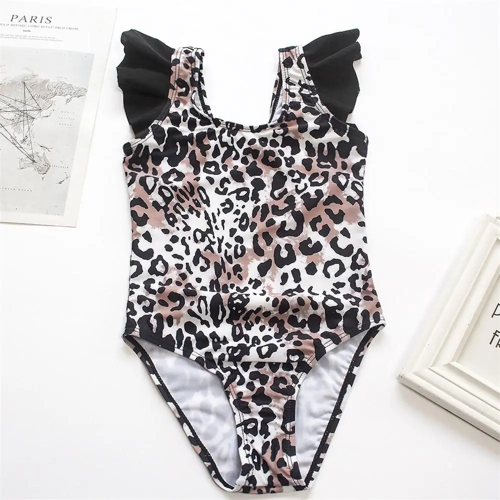 

New design girl leopard print one piece swimsuit factory direct supply children's swimsuit wholesale