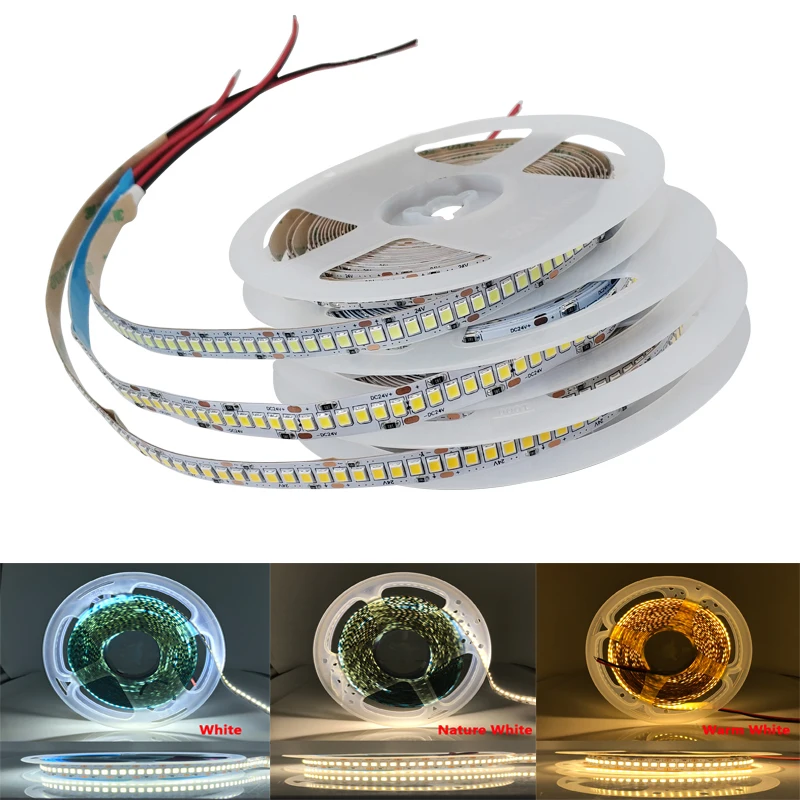 DC 5V 12V 24V Led Strip Light 2835 5m White LED Strip Tape Diode Not Waterproof Lamp Light Strips Kitchen Home Decor TV Ledstrip