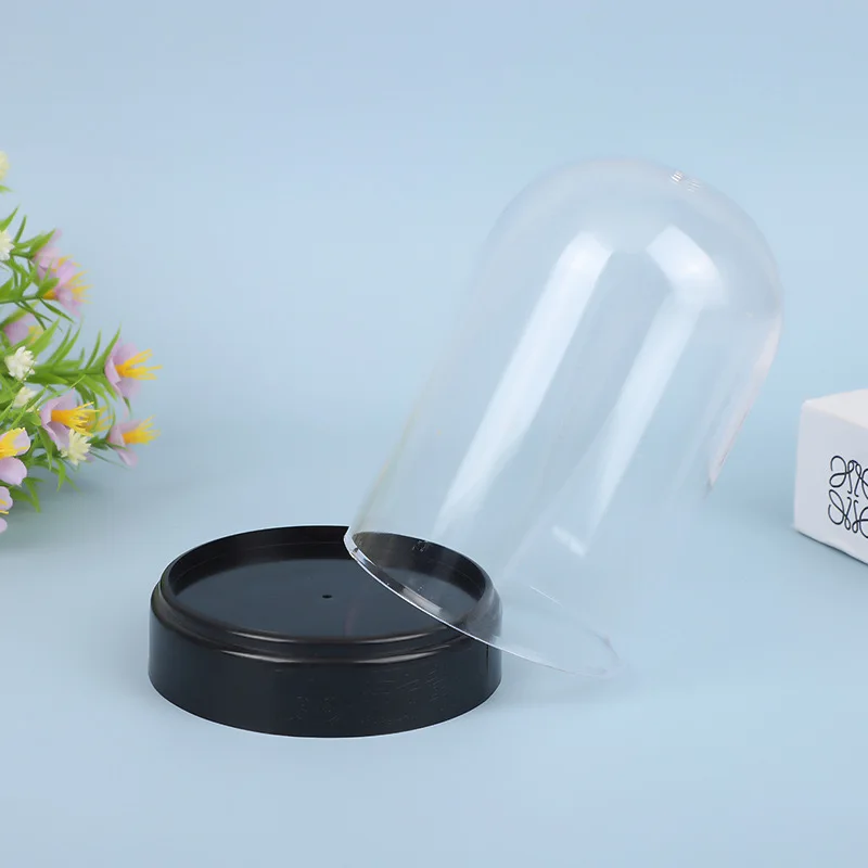 50/100X 15x9cm 홈 장식 꽃병 플라스틱 꽃 디스플레이 Cloche 벨 항아리 아크릴 병 기본 먼지 커버 디스플레이 불멸의 상자