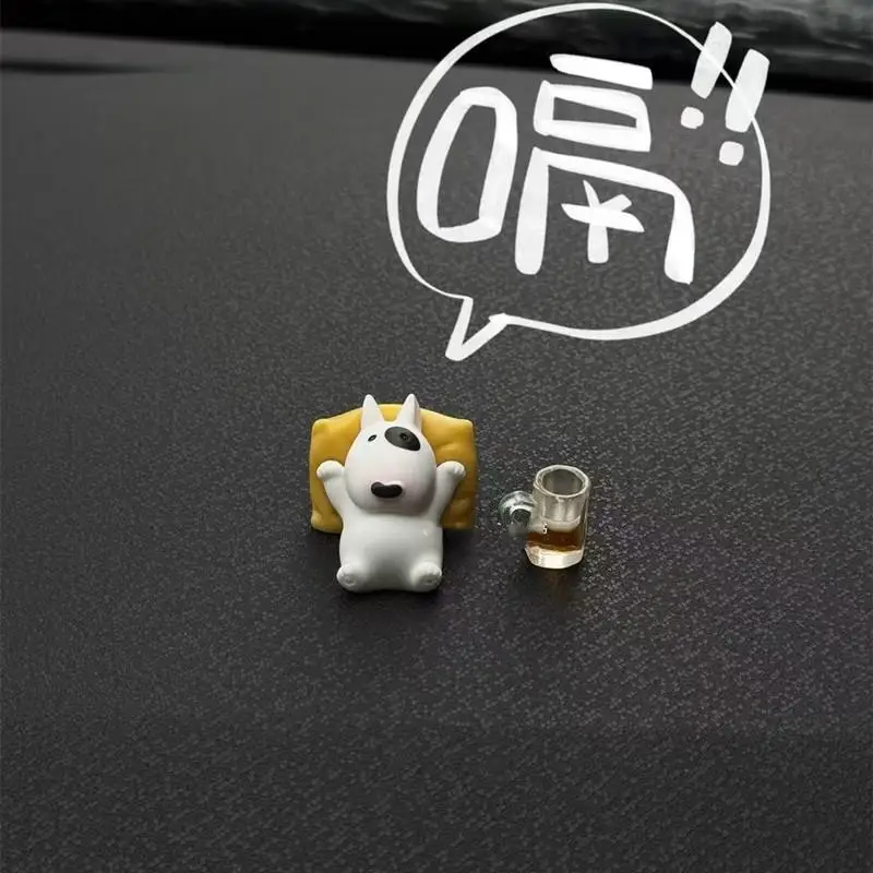 Adorable Relaxed Pose Bull Terrier Dashboard Figurine - Car Interior Ornament
