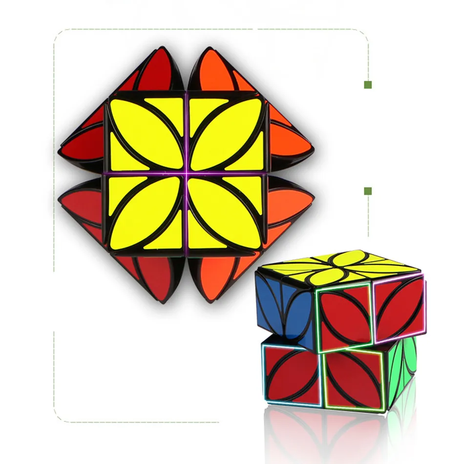 QiYi Four Leaf Clover Cube 3x3 Magic Cube Original Gift Box Strange-shape 3x3x3 Magic Cube Skew Speed Cube Professional Puzzle