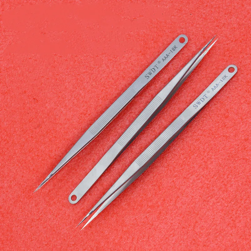 AAA-18K Anti-Static Stainless Steel Tweezers Precision Electronic Pointed Straight Tweezer For Phone Repair Tools precision tweezers tweezer tool esd anti static tweezers phone repair tweezers 18CM