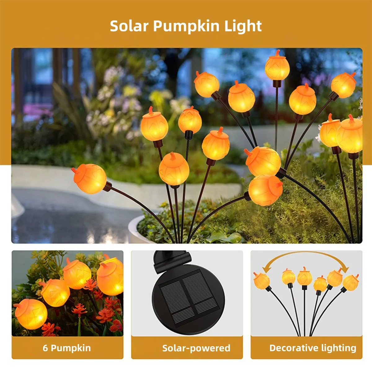 Description Picture 2 of itemLED Solar Garden Light Outdoor Waterproof Pumpkin Shape Solar Powered Lamp Halloween Balcony Lawn Landscape Path Street Decor