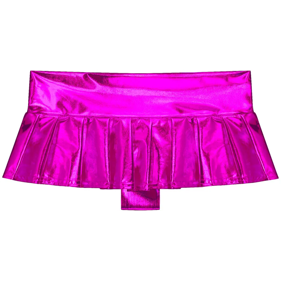 Mini Jupe Plissée Métallique Brillante Femme - Taille Haute, élastique - Pour Festivals, Clubs, Cosplay, Soirées