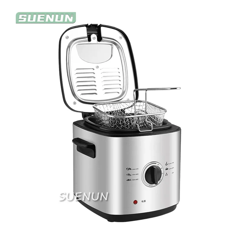1.2L electric fryer 220V stainless steel detachable liner household mini constant temperature deep fryer