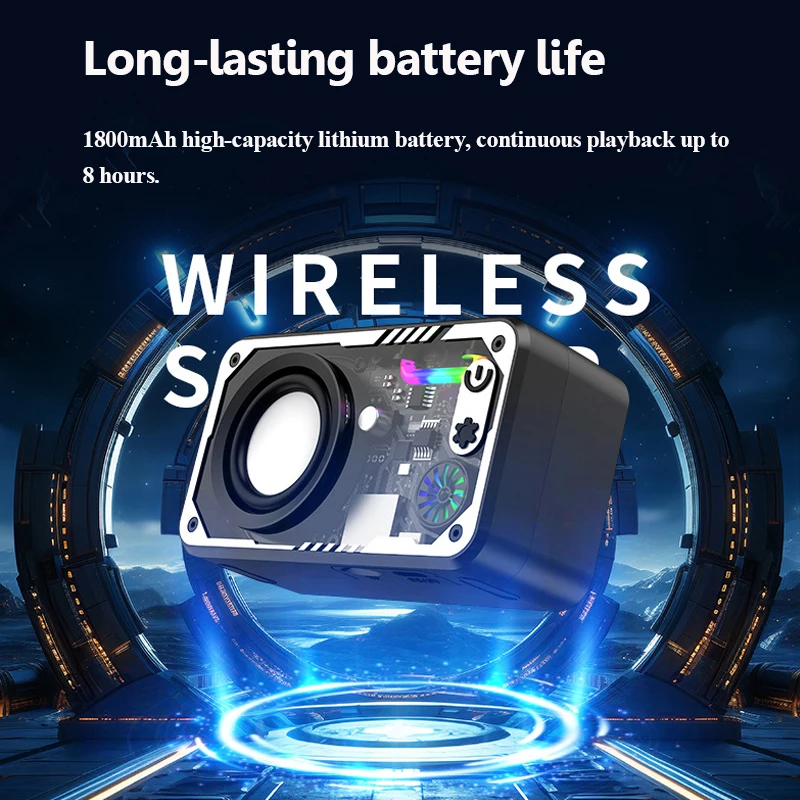 Mini Portable Bluetooth Speaker Wireless Transparent Bluetooth Soundbar Subwoofer with Colorful Light TF Card MP3 Music Player