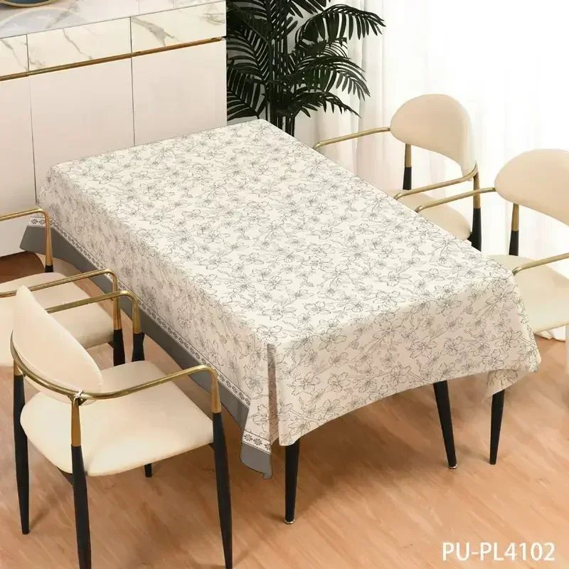 Waterproof, oil resistant rectangular non washable, heat-resistant household dining table cloth GREY