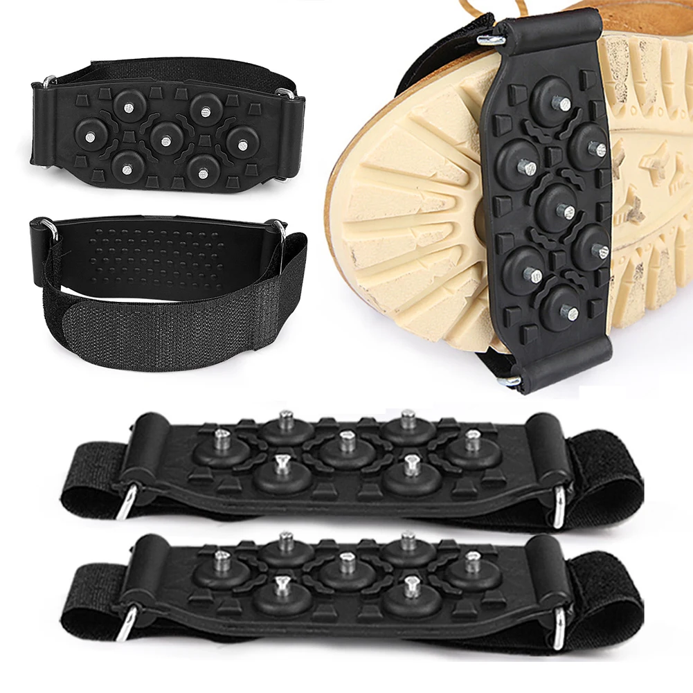 7 Teeth Snow Ice Claws Non-Slip Winter Ice Cleats Ice Crampons Walking Shoe Ice Spikes for Outdoor Mountaineering Camping