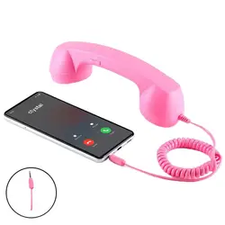 Vintage - Style Retro Phone Handset for Modern Mobile & Video Conferencing (Pink 3.5mm)