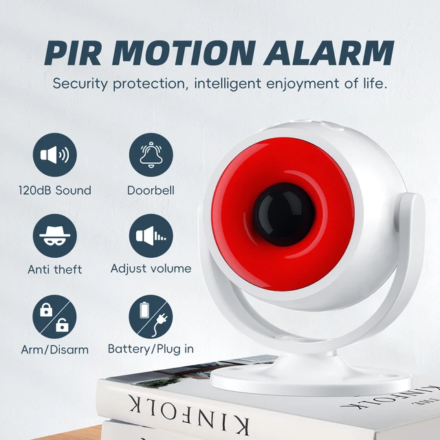 Infrared Detectors Motion Sensor PIR Alarm 110db Siren Strobe Light Security  Remote Control Detector 2