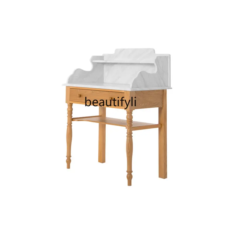 

zqModern Minimalist Dressing Table Bedroom Marbling Desk Makeup Table Integrated Storage