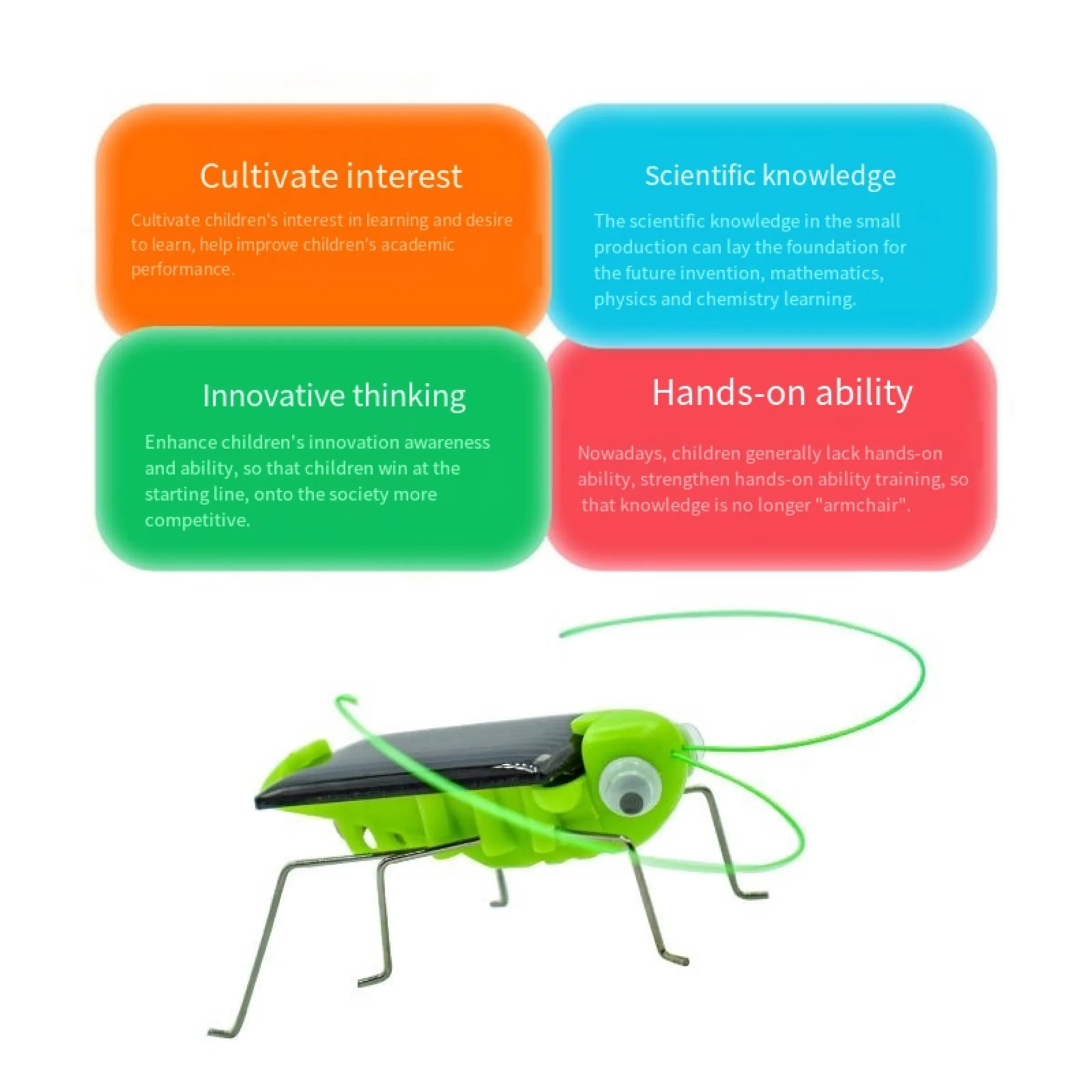 Solar Grasshopper Toy Puzzle Children Selected Gift Simulation Insect Gift Boys And Girls Science Education Funny Moving Toy Kid - Image 4