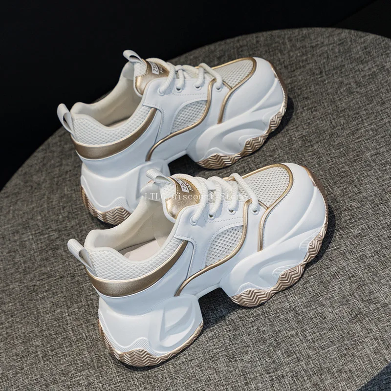 7cm Sneaker Women Autumn Genuine Leather Spring Vulcanize Platform Autumn Summer Loafer High Brand Spring Shoes Flats