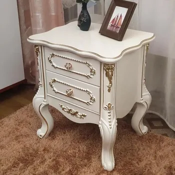 Comodini in legno color crema Classici europei francesi salvaspazio Comodini moderni Armadietto portaoggetti Mobili Mesilla De Noche 1