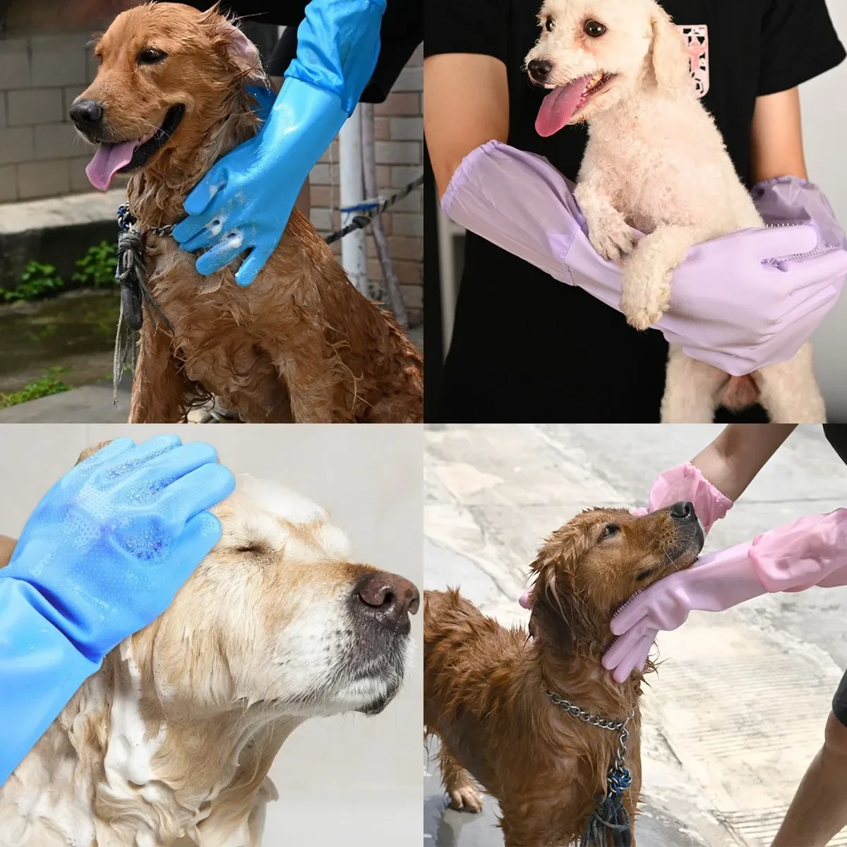 Pet grooming silicone glove close-up