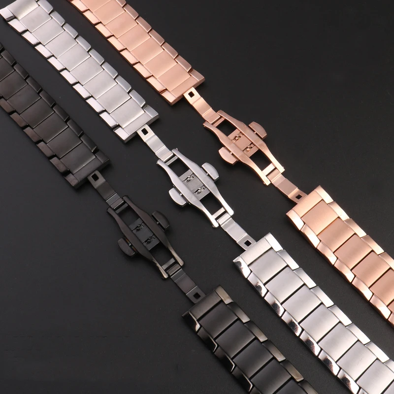 Pulseira de Relógio de Pulseira Dourada Fivela Borboleta Bracelete Fino 22 mm Ar2452 Ar2453 Ar2448 Aço Inoxidável - Image 5