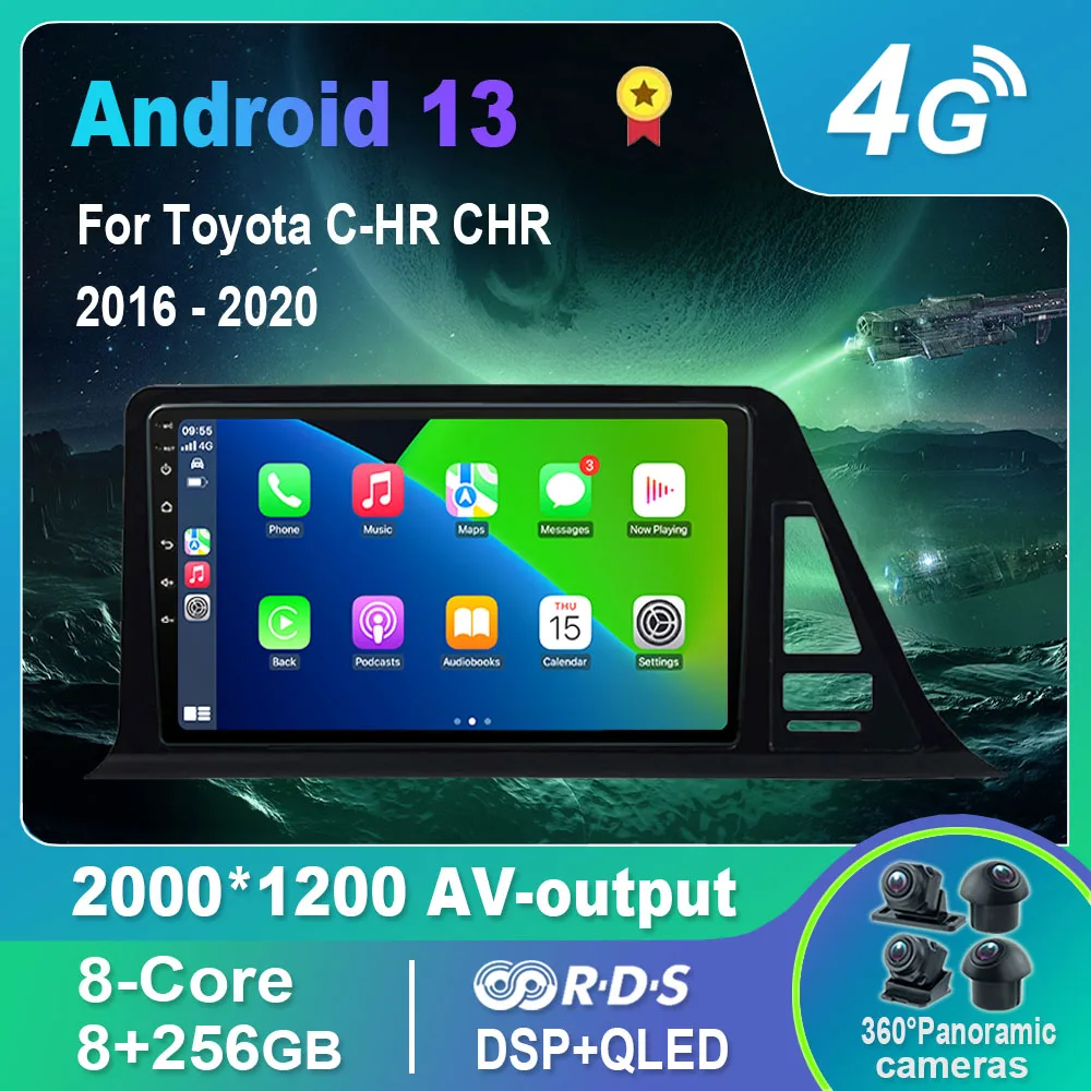 

Android 13.0 Car Radio/Multimedia Video Player For Toyota C-HR CHR 2016-2020 GPS QLED Carplay DSP 4G WiFi Bluetooth