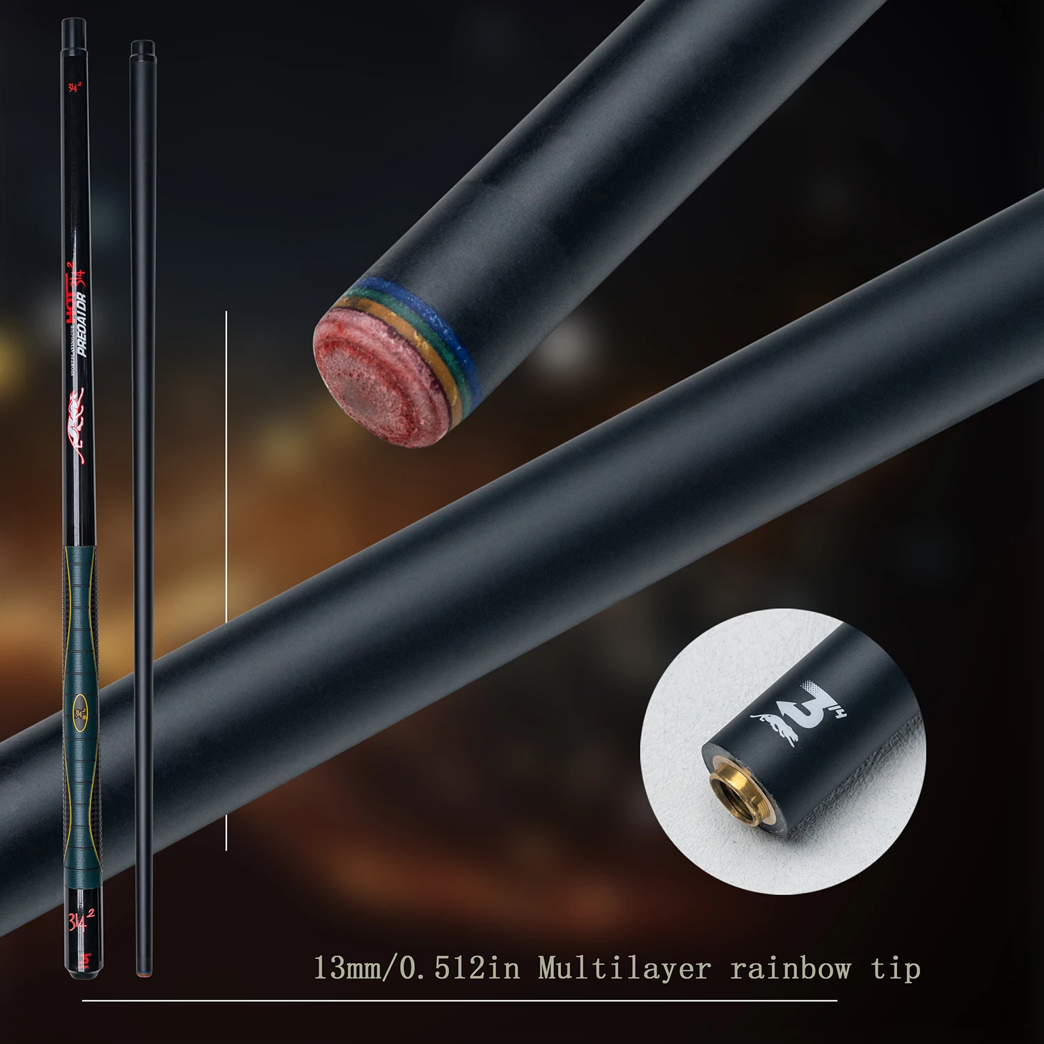 13mm Pool Cue Professional Carbon Billiard Cue Slip Resistant Grip Quick Connect Joint Ideal for Nine Ball and Carom Tournaments