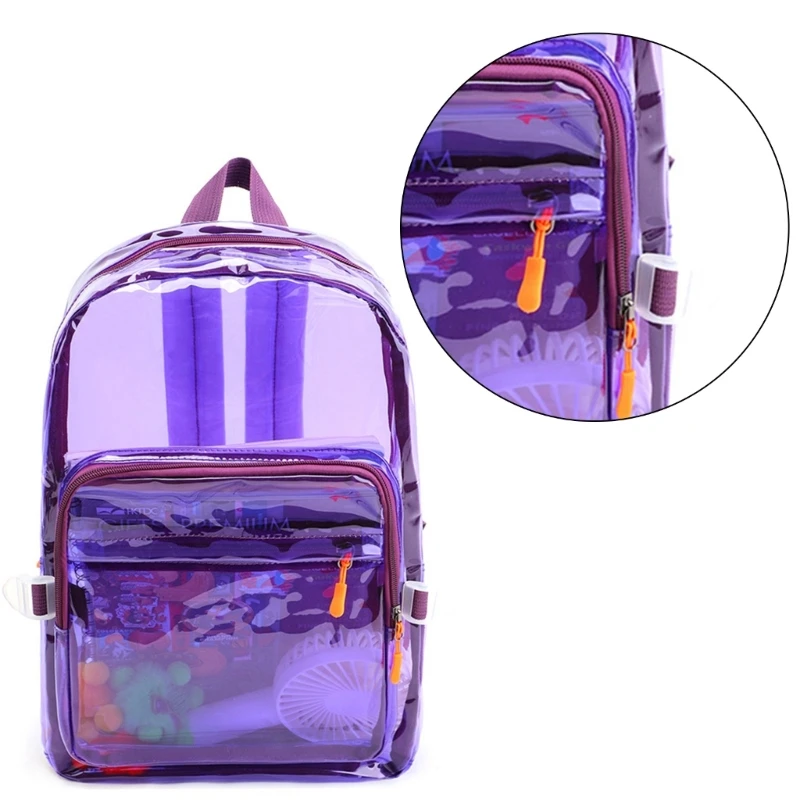 Women PVC Casual Clear Backpack Travel Daypacks Outdoor Laptop School Bag