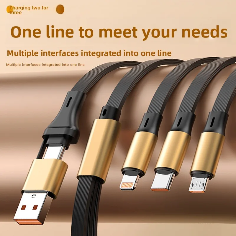 5A 120W 3 in 2 고속 USB C 케이블 (화웨이/아너용) 접이식 휴대용 마이크로 USB 타입 C 충전 케이블 (아이폰, 삼성용)