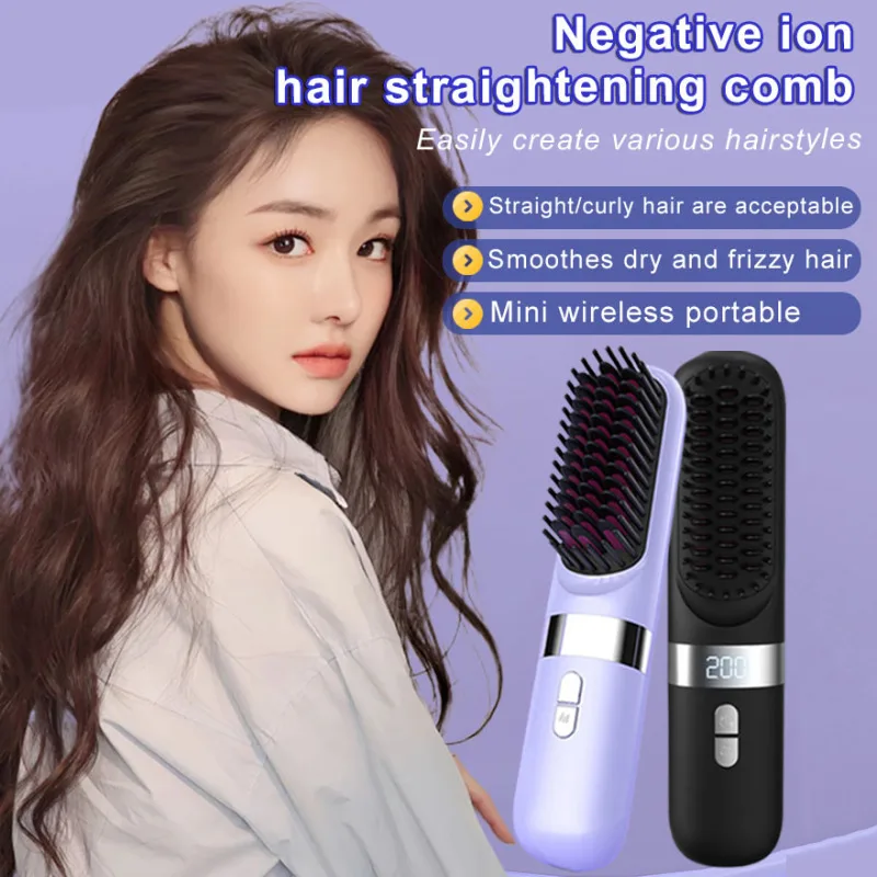 6speed temperature adjustment Styling Combs hair straightening comb digital display Household negative ion
