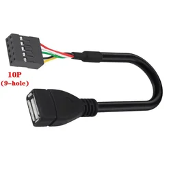 USB 2.0 A Female to DuPont Terminal Adapter Cable, 9 - Pin Female Connector - 1pcs (AF - 10P)