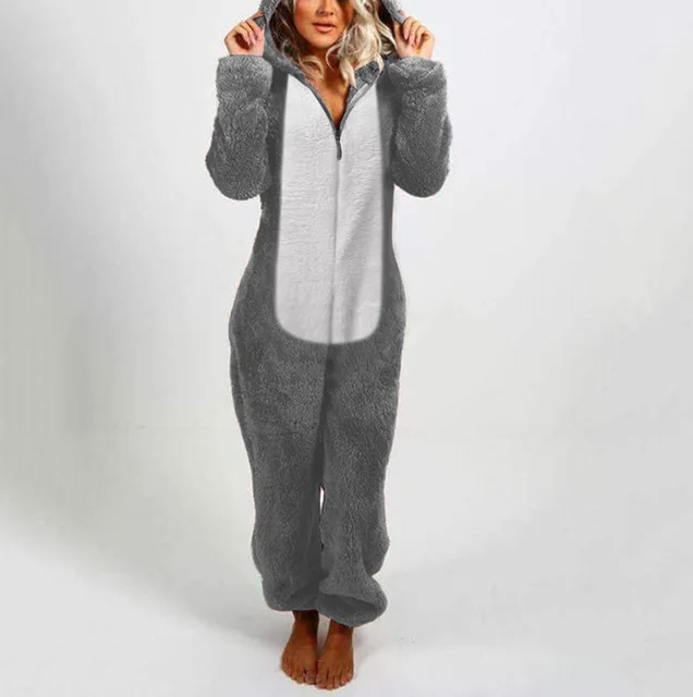 Wepbel – pyjama doublé polaire pour femme, combinaison, vêtement de nuit,  ample, fourrure épaisse, à capuche, oreilles de chat, mignon, hiver |  AliExpress