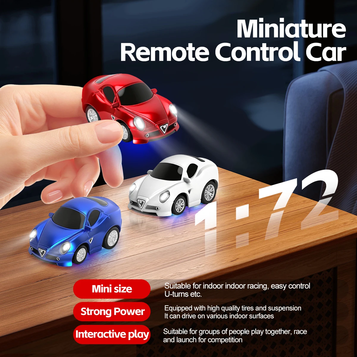 WLtoys 1/72 미니 RC카 자이로스코프 LED 라이트 2.4G 무선 원격 제어 자동차 모델 경쟁용 차량 장난감 어린이용 Q7201