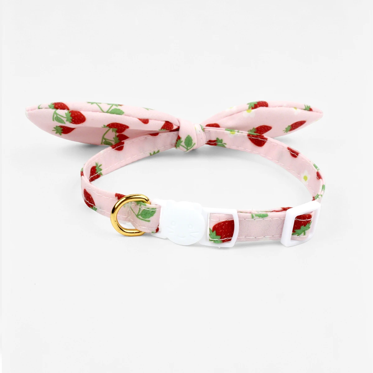 Adorable Strawberry Print Safety Buckle Pet Collar