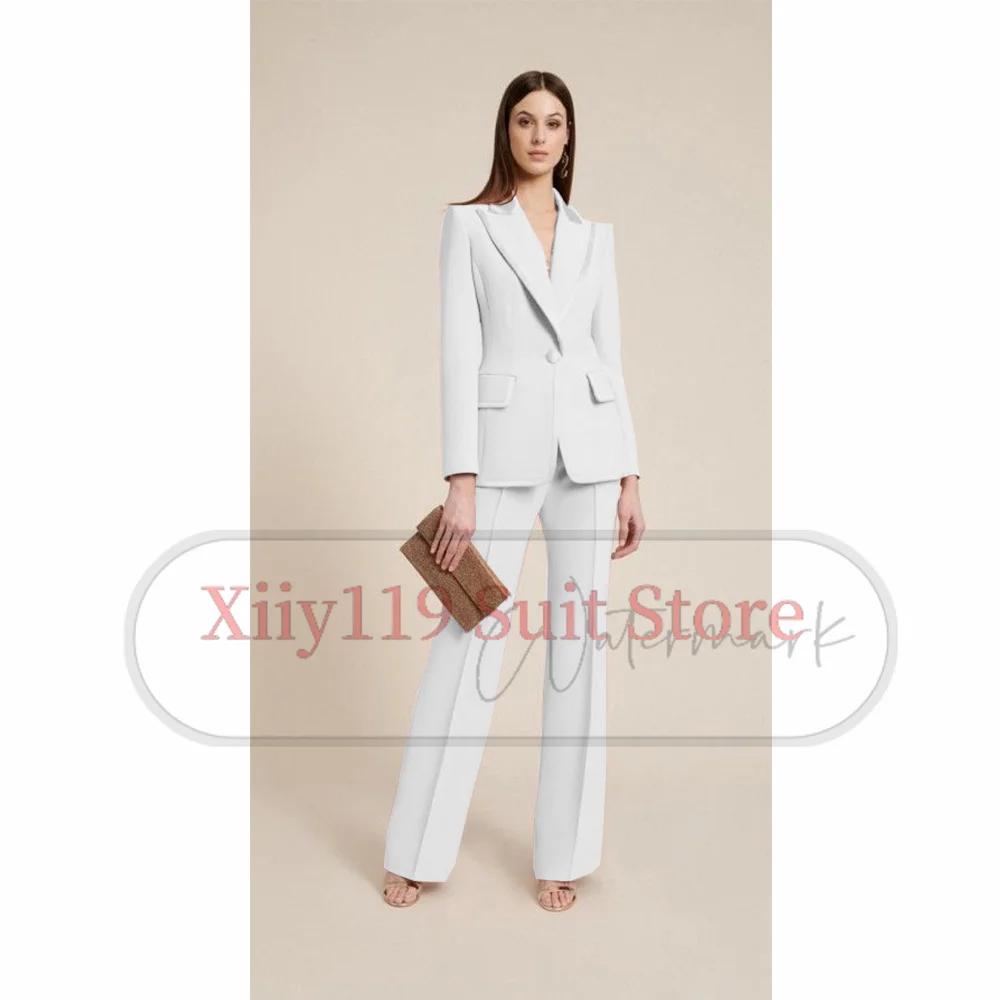 Women Suit Set Solid Color Serge Two-piece Set Workplace Wear
