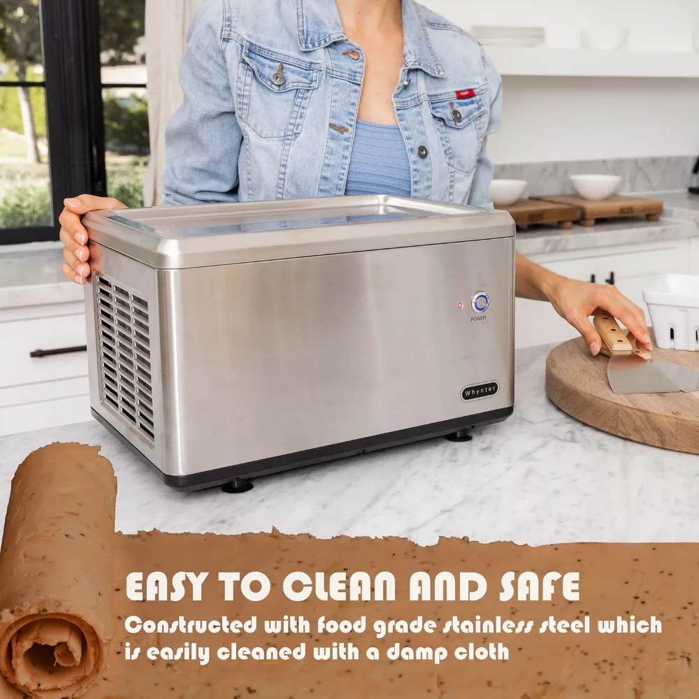 ICR-300SS 0.5-Quart Stainless Steel Rolled Ice Cream Maker with Compressor