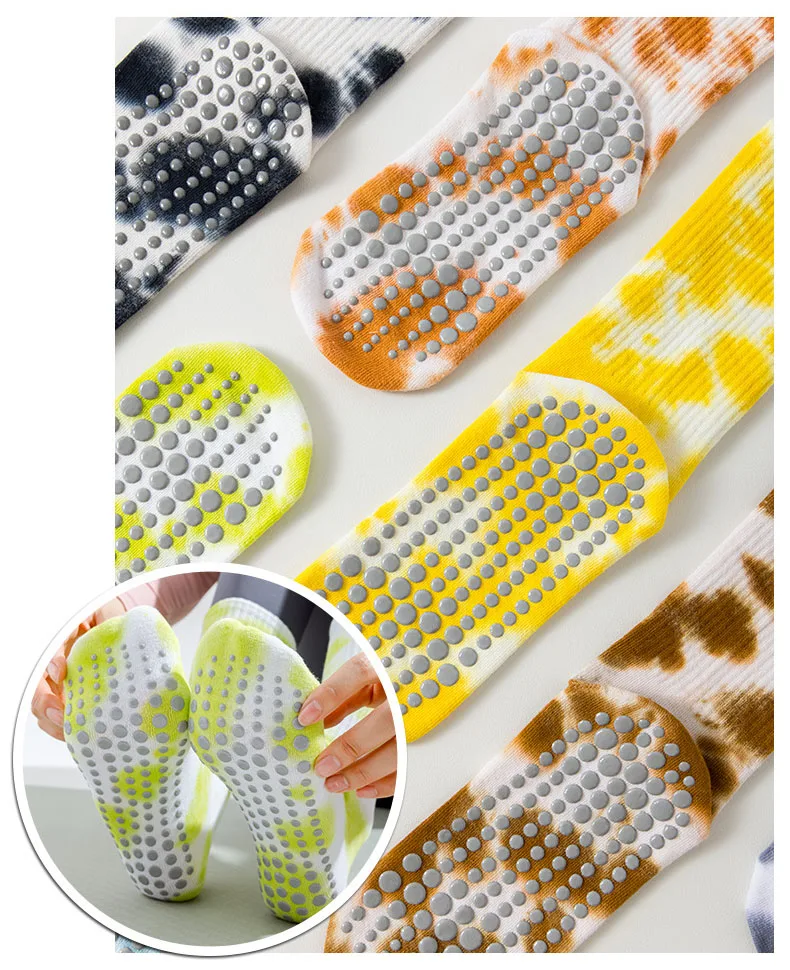 Yoga Socks Women Cotton Tie-dyed Silicone Non-slip Pilates Grip Crew Sock 5 Sa8441dcdc65345aaa2f2dc15b407e121W