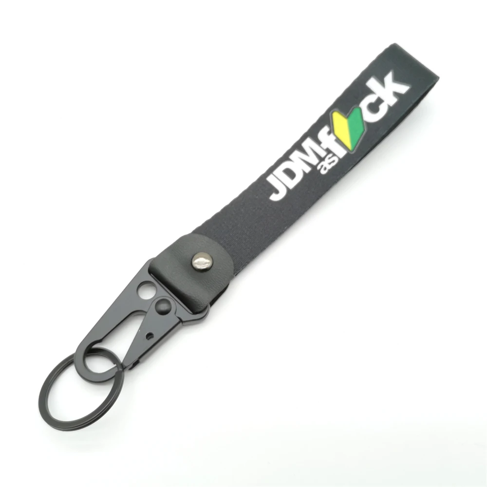 

JDM Car Keychain Newbie Logo Print Nylon Wristband Key Tag Black Fashion Accessories Gadgets Lanyard Men Gift