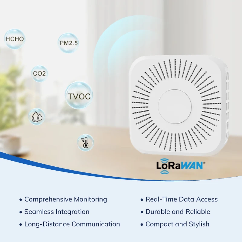 Hcho Tvoc Pm2.5 Detector Carbon Dioxide Co2 Monitor Humility Temperature Sensors Lora Lorawan Air Quality Environmental Sensors
