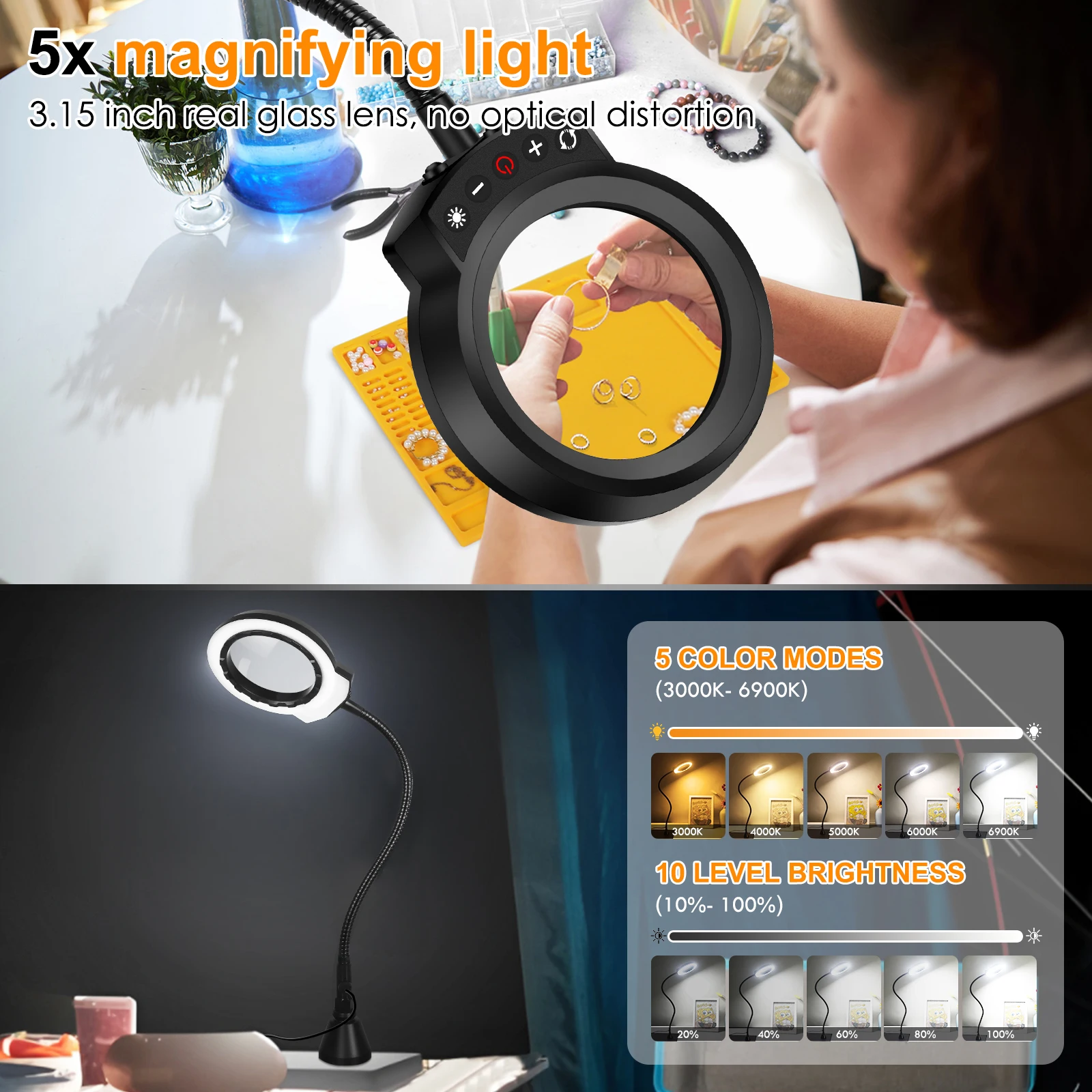 NEWACALOX 자기 도움 손 납땜 스테이션 5X LED 돋보기 램프/4 PCB 홀더/4 금속 유연한 암/실리콘 Pa