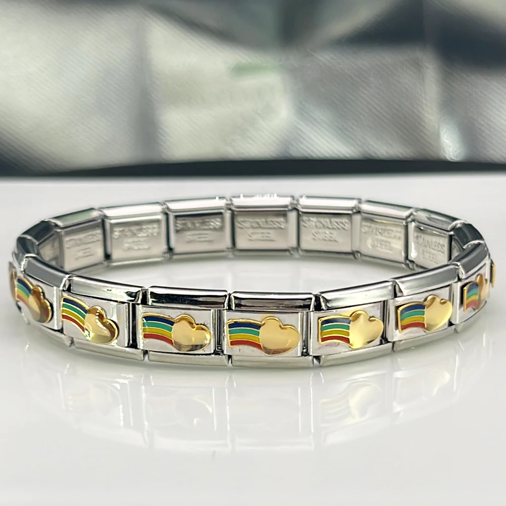 2024 New Fashion Italian Charm Bracelet Luck Enjoy Rainbow Charms