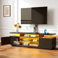 TV Stand with Mount and Power Outlet 51.2", Swivel TV Stand Mount for 32/45/55/60/65/70 inch TVs, Height Adjustable Modern 1