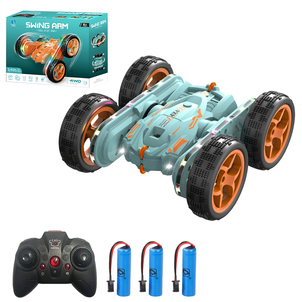 Jouets pour enfants 2.4g Télécommande sans fil Cool Tumbling Stunt Car avec  lumière Dual-face Rotating Drift Voiture jouet pour enfants