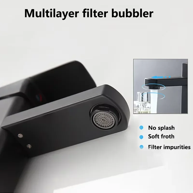 Bathroom single hole sink plastic hot and cold faucet, deck mounted washbasin sink bathtub square faucet