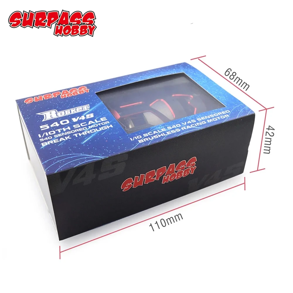 Surpass Hobby Rocket 540 V4S 2-Pole Sensored Brushless Motor 3.175mm Shaft For F1, 1/12, 1/10 Off-road Drift and Electric Car