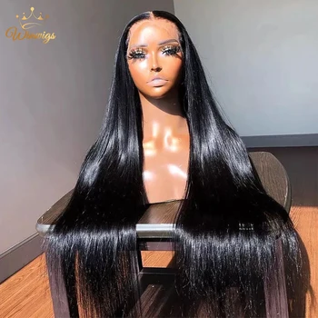 Parrucche in Capelli Umani Vietnamiti Super Double Drawn Liscio Naturale con Frontale in Pizzo 13x4 Trasparente per Donna - Offerta Speciale