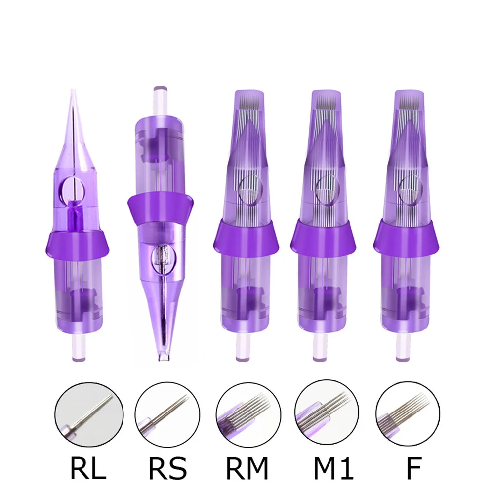 Tattoo Cartridge Needles 5/10/20/50PCS Disposable Round Liner Shader 0.3MM Permanent Eyebrow Liner Makeup