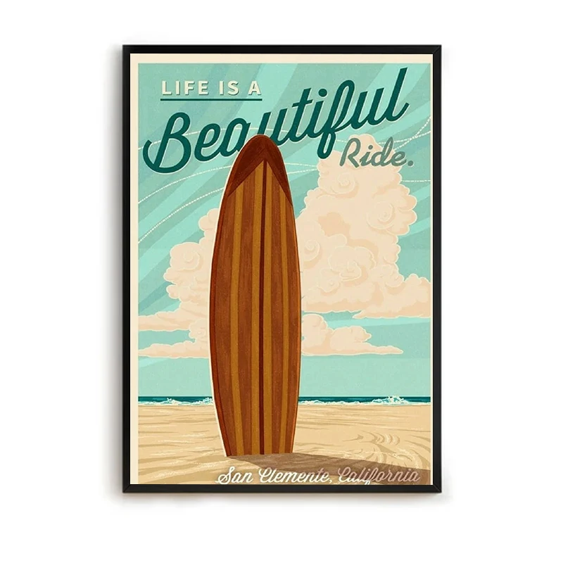 Cartazes de parede cartaz de surf lona pinturas interiores decoração de parede para casa acessório pintura decorativa para decoração do quarto cama