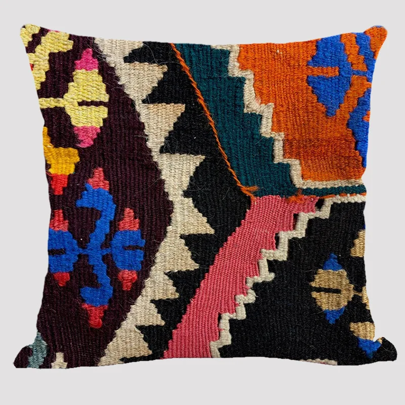 Bohemian Patterns Linen Cushions Case Multicolors Abstract Ethnic Geometry Print Decorative Pillows Case Living Room Sofa Pillow 