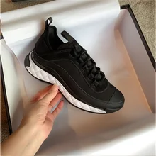 2022 summer new sneakers women's white round toe leather lace-up casual shoes women's thick-soled sneakers