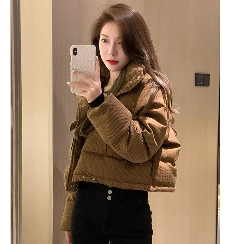 

Stand-up Collar Down Jacket Women Short Parka Winter Jacket Warm Ladies Outwear Fashion Thick Cotton-padded Jacket Female Tops