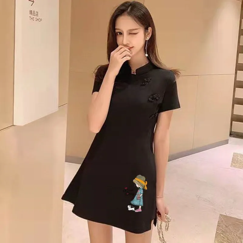 Women\'s Suit Chinese Style Outfits Matching Crop Top Shorts Two Piece Sets 2023 Summer New Improved Retro Cheongsam Lady Clothes